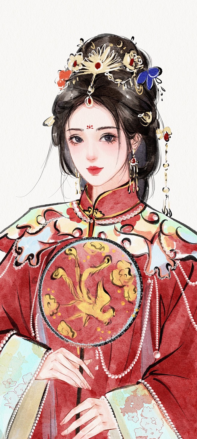 画师一白  古风美人  
水墨风  嫁衣