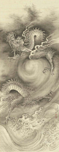 #一般插画# #日系# #和风#  龙 日本傳統繪畫裡的龍。