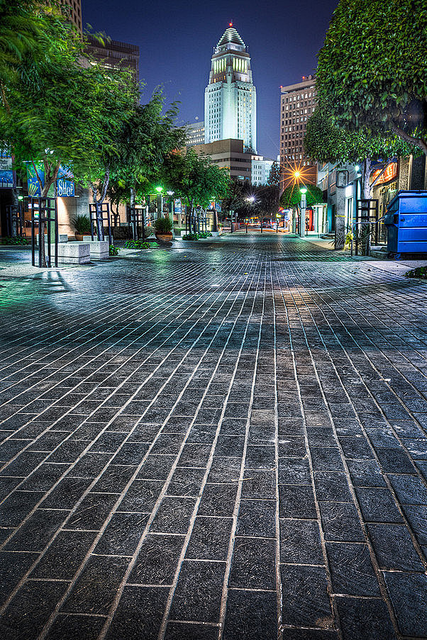 美国，洛杉矶城市夜景。