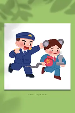 硕鼠手绘拒绝贿赂反腐倡廉插画-众图网