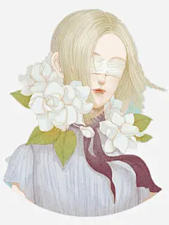 手绘蒙面女孩高清素材 唯美 手绘 清新 美女 美术 免抠png 设计图片 免费下载