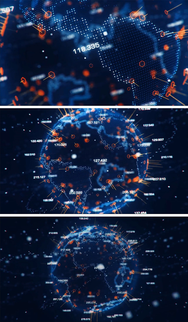 数字科技感线框地球旋转动态数字视频