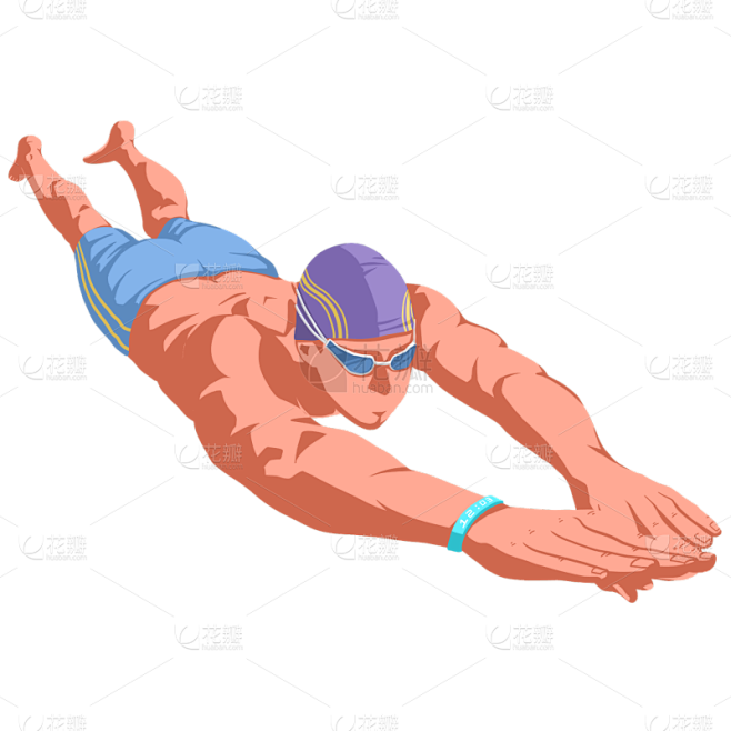 高质量人物插画-游泳