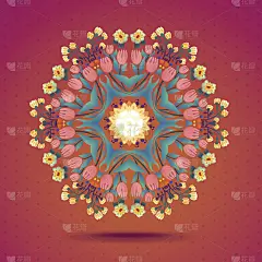 向量的名片。复古背景上的圆形东方图案。老纸