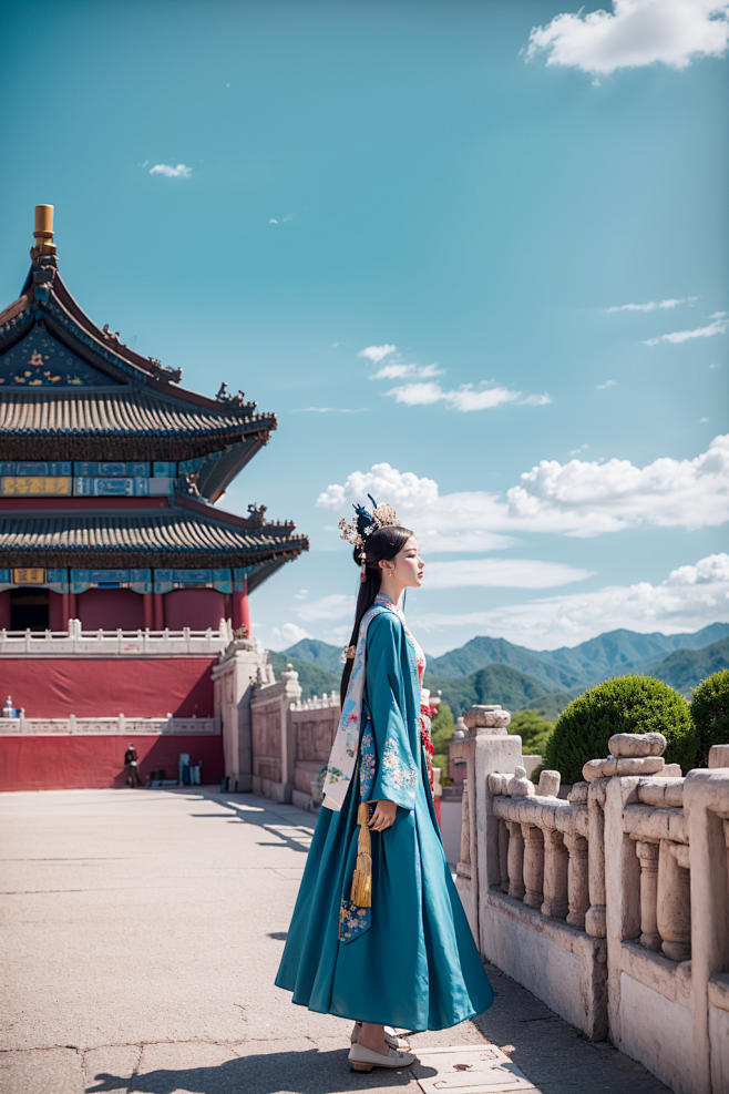 内置古代建筑元素，故宫场景，人物写真，写...