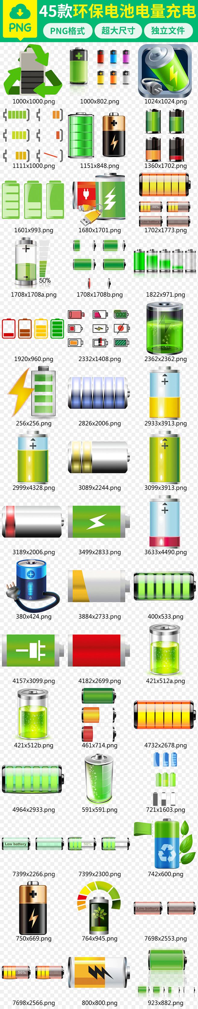 卡通电池节能环保电量充电PNG素材下载下...