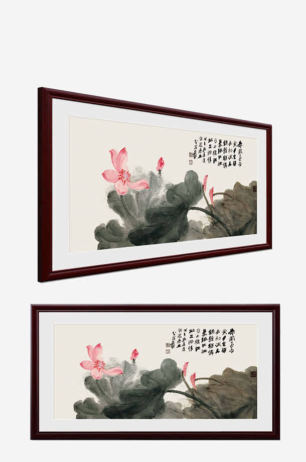 水墨荷花家居装饰画高清素材 中国风牌匾 ...