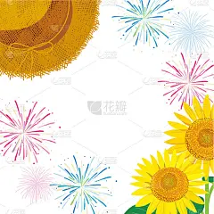 夏季销售海报模板与向日葵和草帽，矢量插图