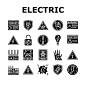 Electric danger shock power icons set vector