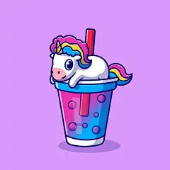 独角兽奶茶卡通矢量插画矢量图设计素材