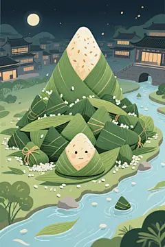 粽子小场景山水背景