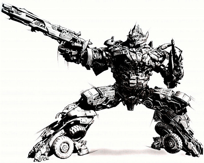 变形金刚3电影部分人物主要素描稿图