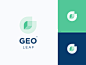 Geometric Leaf square letter identity vector geometric art geometric design leaflet design leaf logo green and blue green leaf geometric