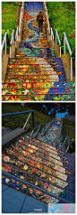 【旧金山的秘密马赛克楼梯】你想走走看这样的楼梯吗？来自糖友神算Zzz的收集 → http://t.cn/zWwzvRz，高清图片