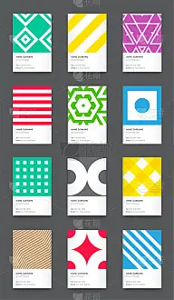 向量明亮时髦的垂直名片组