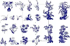 梅兰竹菊  - 源文件下载【酷图网】梅兰竹菊插画,插画,菊花,兰花,梅花,梅兰竹菊,矢量插画,水墨装饰,效果元素,竹子装饰图案,设计,底纹边框,花边花纹
