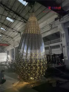 镂空发光雕塑，不锈钢水滴雕塑_4161813266