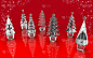大量的圣诞树3d渲染