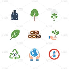 环境,图标集,矢量,绿色,充满的,商务,环境保护,草,植物,绘画插图