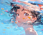 Fantasy Art Landscapes, Fantasy Artwork, Animal Outline, Character Art, Character Design, Anime Cover Photo, Water Art, Dreamy Art, Anime Girls
