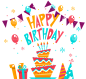 生日快乐艺术字中英文图片素材礼物帽子蛋糕PNG免抠位图PS素材
