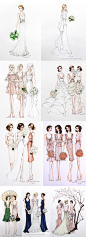 自设计师Alexandra Nea超美的婚纱设计插图，妖娆的身段，淡雅的色调