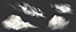 White clouds set, realistic vector smoke icons Free Vector