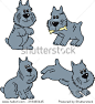 collection of cute cartoon illustrations of a happy playful dog