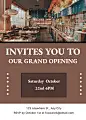 Simple Rectangle Frame Restaurant Grand opening invitation letter