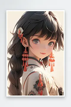 数字艺术人物插画手绘插画女孩头像动漫扁平-众图网