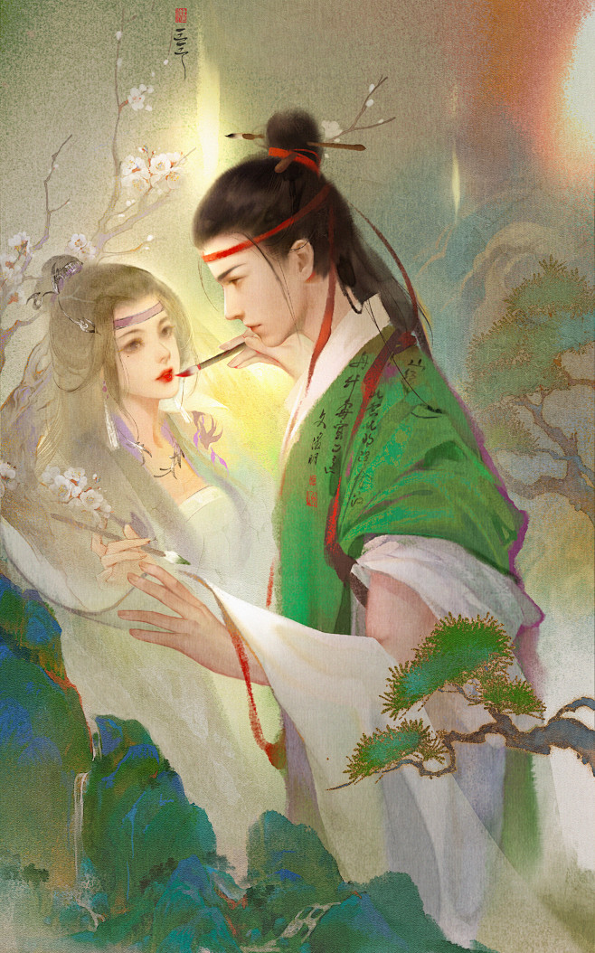 沈周X花姐_不会画画的迷途三__插画师作...