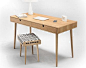 Solid Walnut board desk Bureau dressing table by Habitables