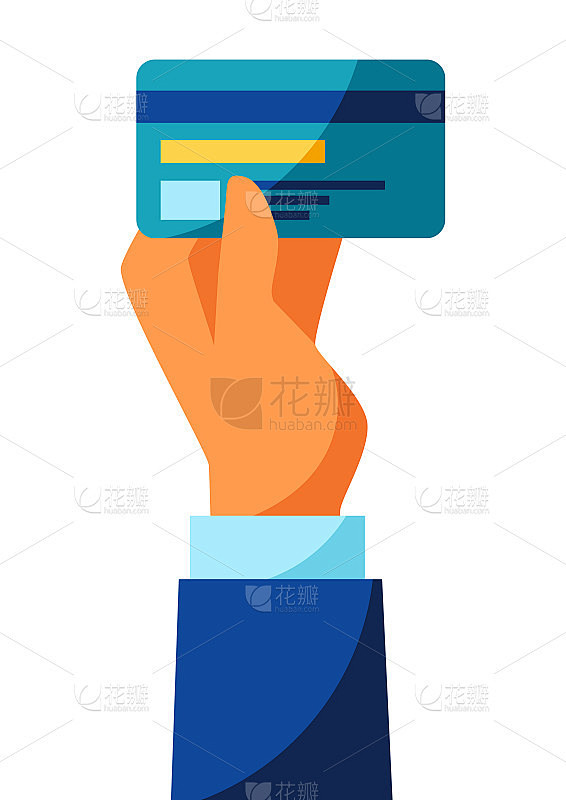 手持信用卡的插图。