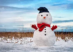 戴着红领巾的可爱雪人