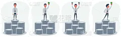 富有的商人性格把钱攥在一堆钱上面