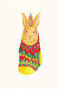 natalie-蚊  的插画 袜子里的兔子