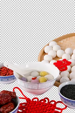 红枣花生枸杞汤圆元宵节摄影图免扣PNG