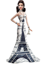 以巴黎埃菲尔铁塔为灵感设计的芭比礼服
