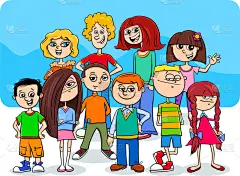 青少年,动画片,人群,儿童,男孩,可爱的,人,愉悦,小学,收集