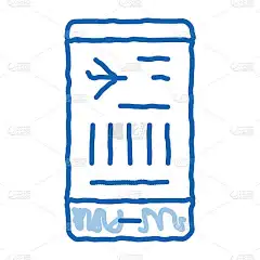 航班信息上的电话涂鸦图标手绘插图