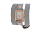 La Mer Cloud Gray Simple Wrap Watch Cloud Grey Leather and Rose Gold Case