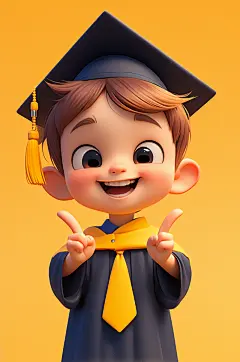 AI数字艺术毕业季学士服卡通人物模型