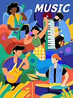 潮流创意人物音乐节演唱会插画海报