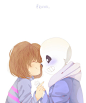 Tags: Anime, Kogasa (Artist), Undertale, Sans, Frisk, Bust, Striped Shirt