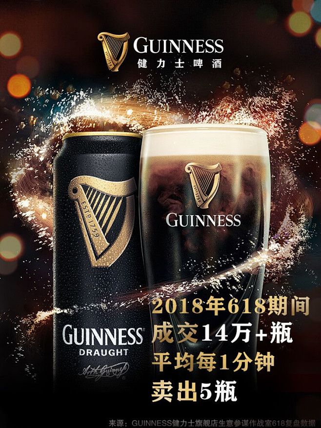 GUINNESS健力士醇黑啤酒整箱包邮4...