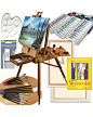 Art Set with HARDWOOD French Easel, Paints, Stretched Canvases, Brush Sets, Drawing Supplies and More