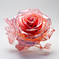 a 3D rose lying, in the style of 3D, C4d, on the white clear background