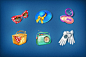 icons style pin-up : Set of icons in the style of pin-up