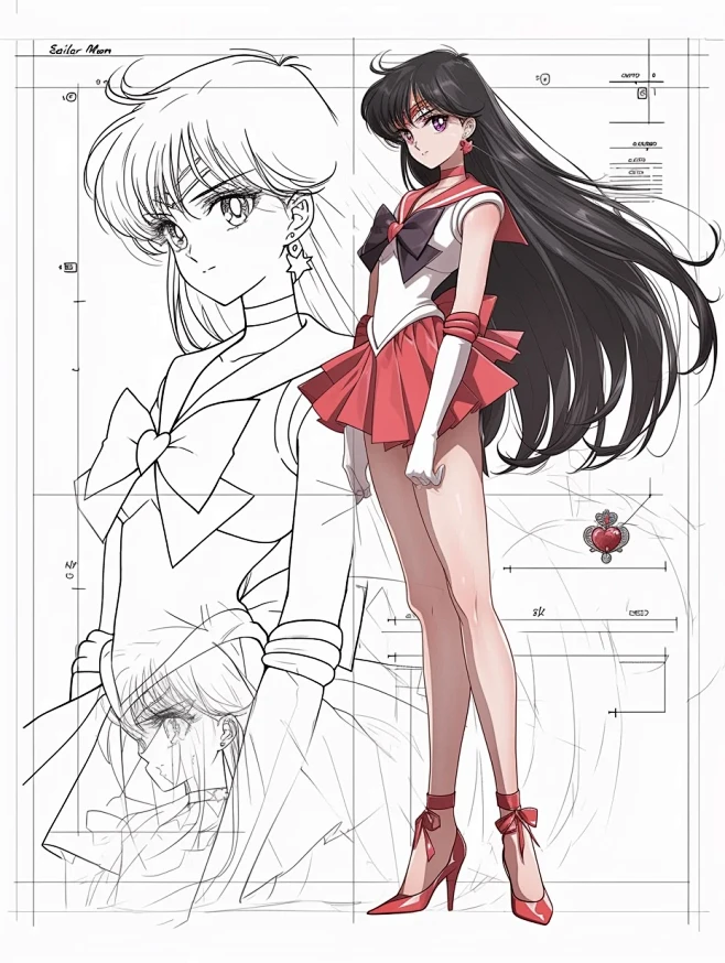 美少女战士·火野丽 人物线稿［咒语］ -...