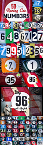 50 HR Classic Race Car Numbers装饰元素设计素材源文件模板-淘宝网